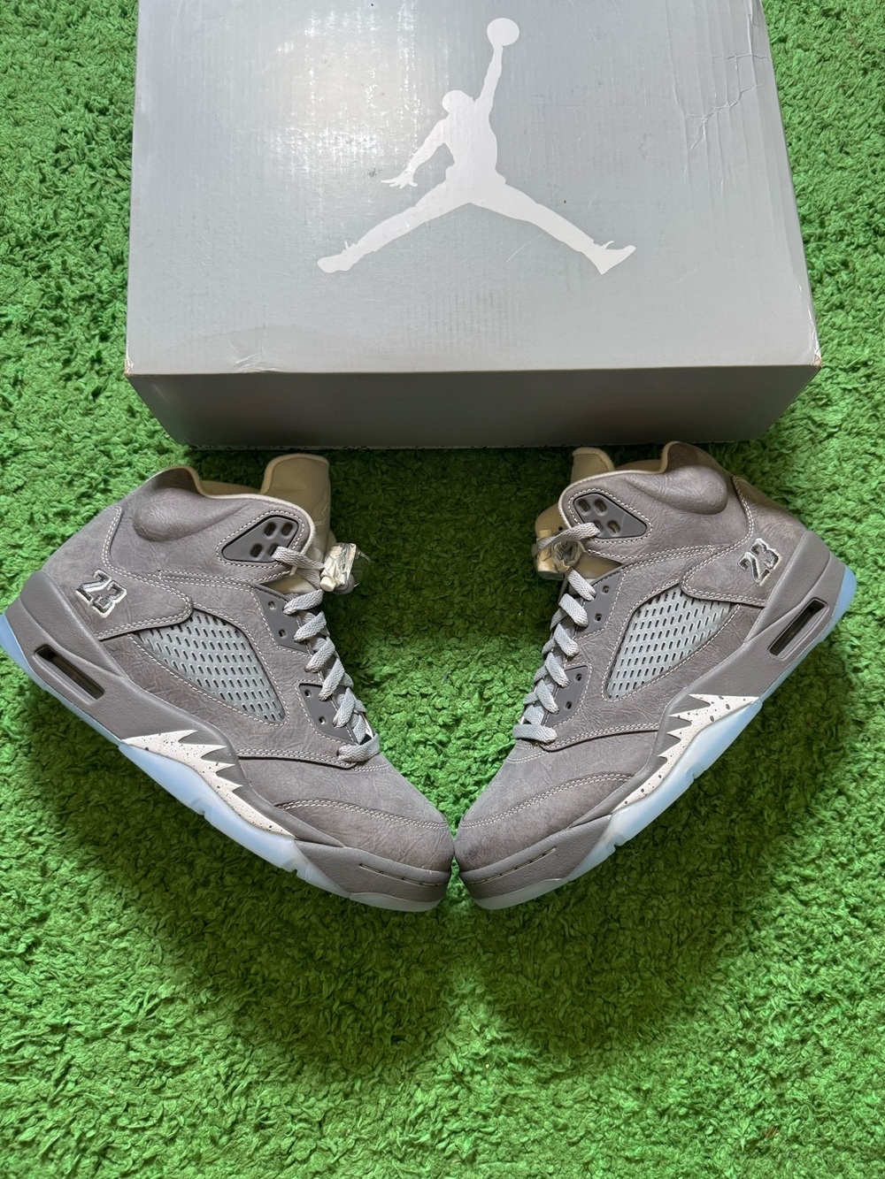 Air Jordan 5 Retro Wolf Grey Suede Sneakers